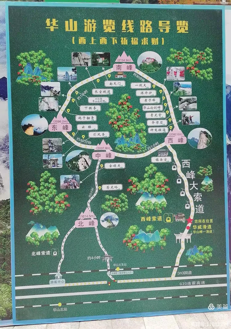 6月15日晚上从西安到达华阴市车站,16日爬华山,17日上午游览了西岳庙